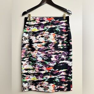 KENAR Multicolour Abstract Print Women's Pencil Midi Skirt, Fully Lined